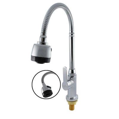 Grifo tradicional de zinc pulido con un solo mando y cartucho de latón para cocina y baño