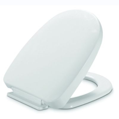 Asiento de baño de plástico blanco blando cerrado en forma de D sostenible y cómodo para el baño