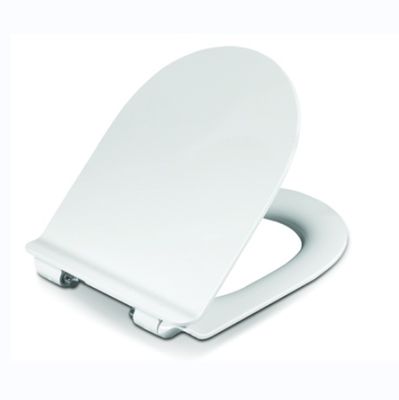 Asiento de inodoro blanco en forma de U, sostenible, con cierre suave y liberación rápida para baños modernos