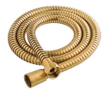 La última manguera de ducha con doble cierre en oro cepillado presenta un diseño elegante y lujoso, adecuado para baños vintage de alta gama.