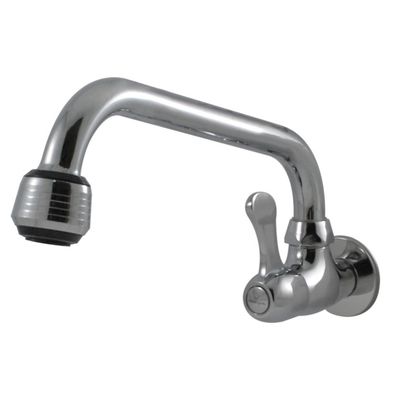 Grifos de lavabo de latón con mango único y superficie de cromo para lavabo de baño montado en la pared