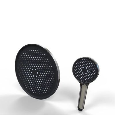 Baño ajustable 3 Modo Caída de agua de la cabeza de la ducha con soporte de plástico blanco y negro