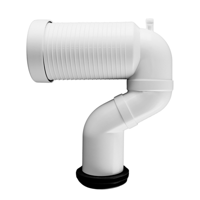 Conector de tubo de PVC blanco de longitud ajustable, utilizado para conectar el panel del inodoro a la tubería de drenaje de plástico