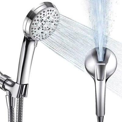 Cabezal de ducha de mano de alta presión con 9 configuraciones de rociado, manguera flexible de 69 pulgadas con soporte ajustable, acabado en níquel cepillado