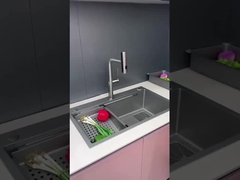 Grifón de mezclador de lavabos de baño de plata con mango único montado en la cubierta y cascada de 3 vías