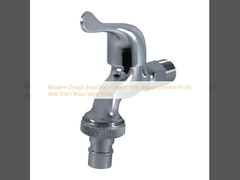 Grifón de cuenca de latón de diseño moderno con acabado cromado y cuerpo de válvula de latón corto