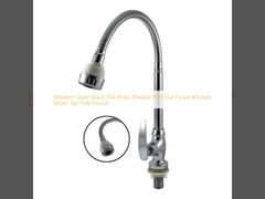 Modern Silver Negro 304 Latón Flexible Pull Out Down Mixer de cocina grifo grifo del fregadero