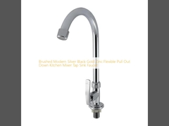 Brushed Modern Silver Black Gold Zinc Flexible Pull Out Down Mixer de cocina grifo grifo del fregadero