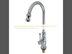 Diseño moderno de aleación de zinc tira hacia abajo del fregadero de plata grifo de cocina mezclador de agua caliente y fría grifo