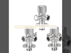 Válvula de parada de ángulo de tres vías de baño con diseño moderno y acero inoxidable 304 duradero