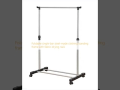 Cuadro plegable para ropa de acero de una sola barra con estante de secado de tejidos