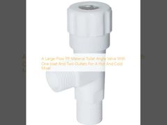 Válvula angular de inodoro de material PP de gran caudal con una entrada y dos salidas para mezclador de agua caliente y fría